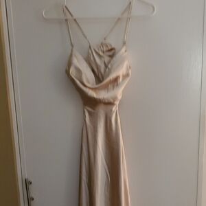 Stunning Astr Cream Backless Satin Dress